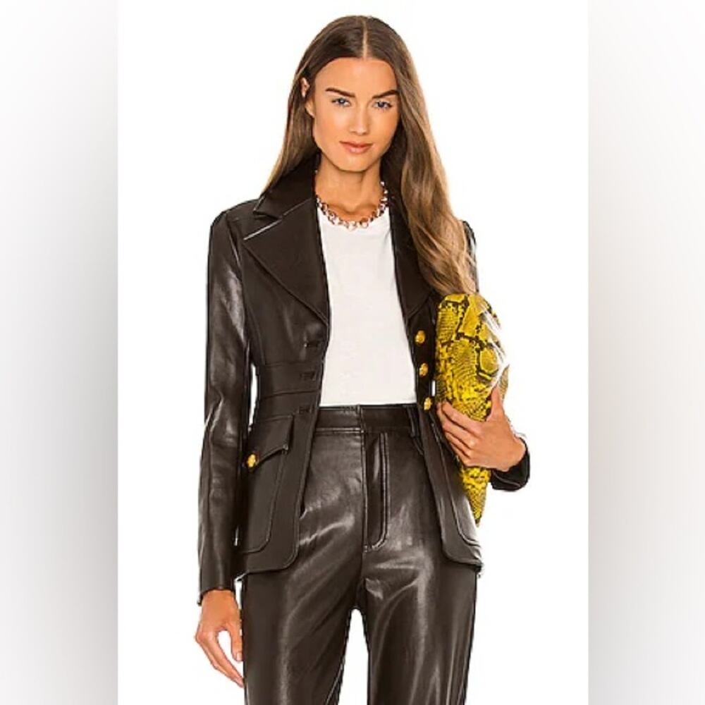 A.L.C. alc amelia vegan leather jacket blazer button closure faux vegan leather - Picture 2 of 9